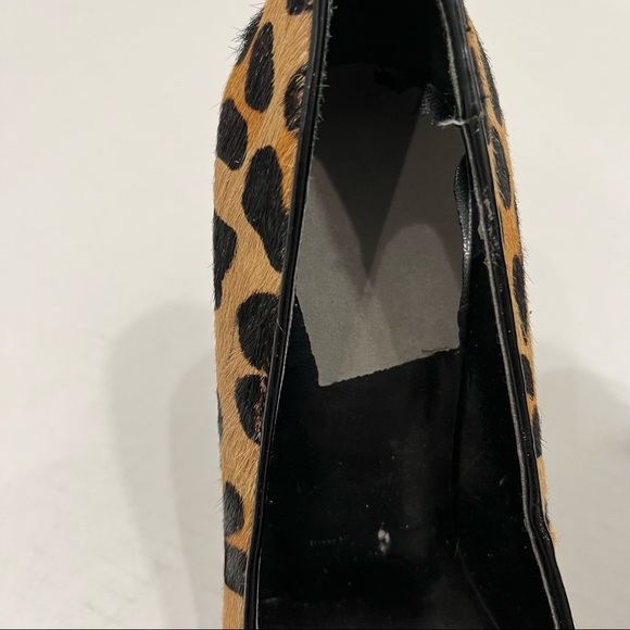 Aqua Leopard Print Calf Hair Heels Cheetah Pumps - Picture 5 of 11